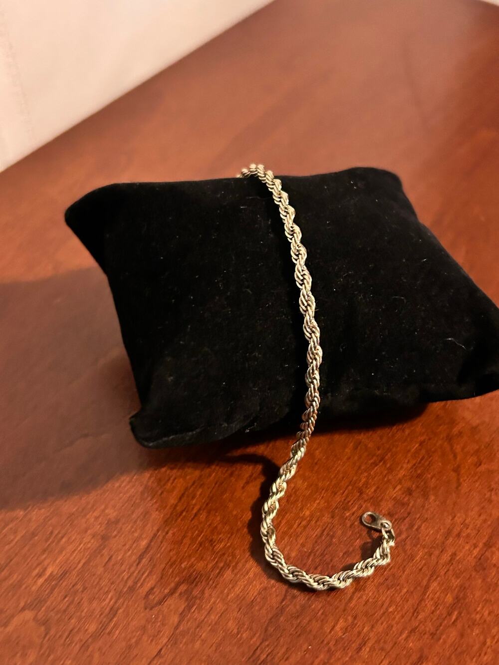 Vintage 18K Gold Plated Twisted Rope Chain Bracelet 7.5 Inch